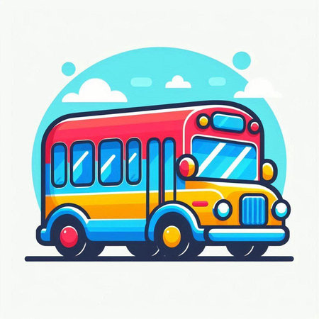 School bus. Vector illustration of a school bus on a white background.のイラスト素材