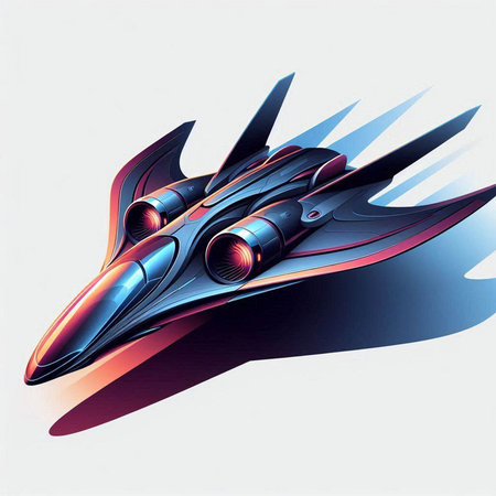 Futuristic spaceship vector illustration. Futuristic spaceship in space.