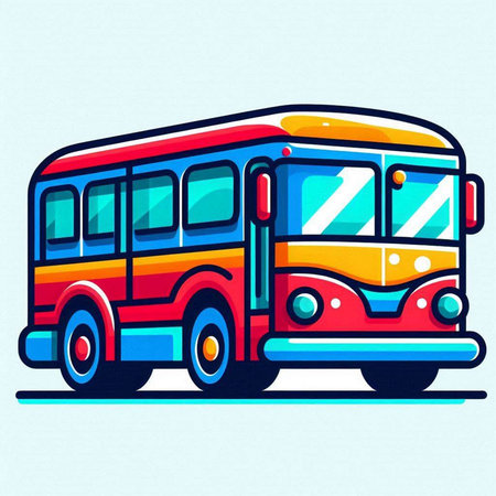 Bus vector illustration. Vector illustration of a bus on a blue background.のイラスト素材