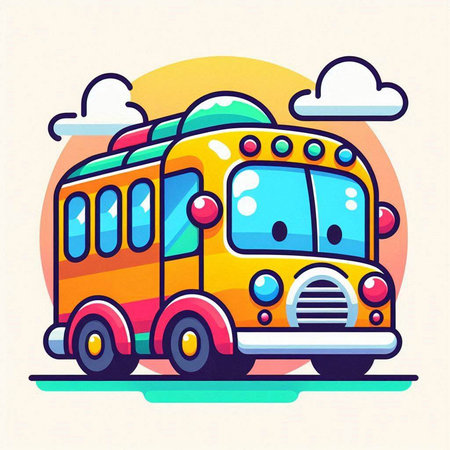 School bus, vector illustration in flat cartoon style. Back to school.