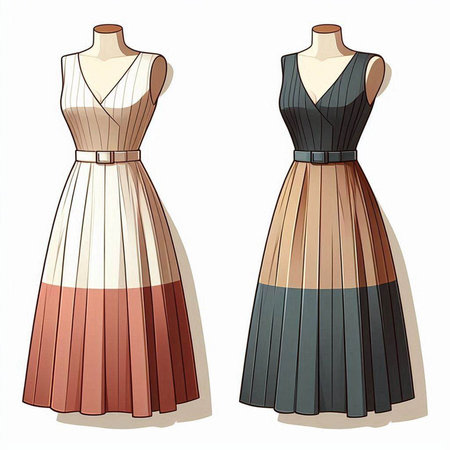 Fashionable dress on a mannequin. Vector illustration.のイラスト素材