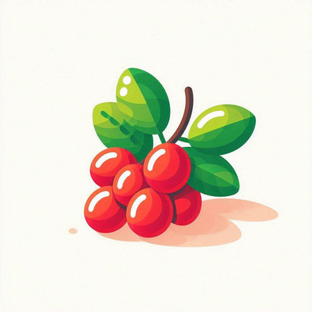 Cranberry on white background. Vector illustration of fresh berries.