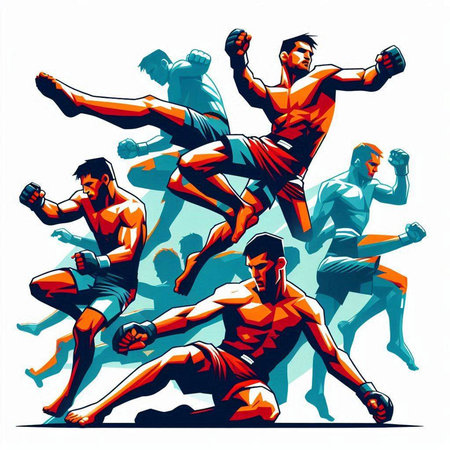 Boxing, muay thai, kickboxing, vector illustration