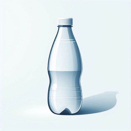 Illustration of a plastic bottle with water on a white background.のイラスト素材