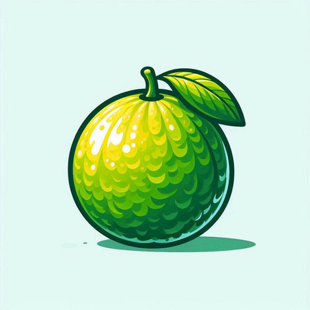 Illustration of a green lemon on a blue background, vector illustration