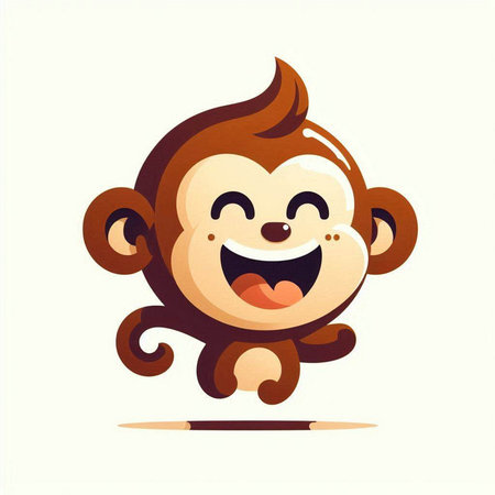 Cute cartoon monkey character. Vector illustration of a funny monkey.