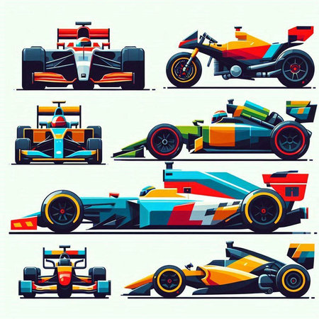 Set of racing cars. Vector illustration in cartoon style. Eps 10