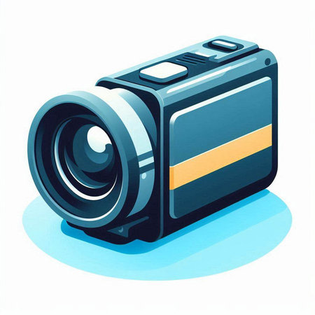 Illustration of a digital camera on a white background, vector illustration