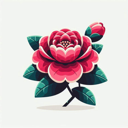 camellia flower isolated on white background. vector illustration.のイラスト素材