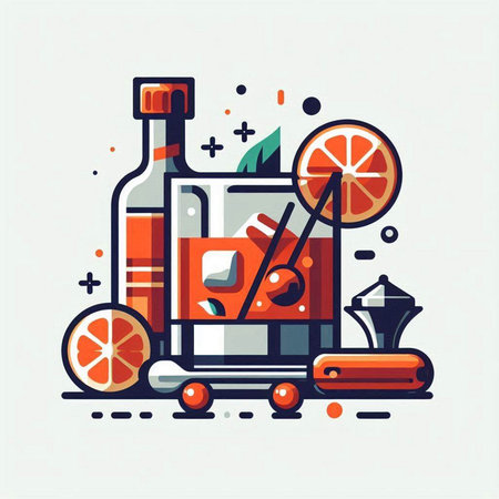 Cocktail flat line icon. Vector illustration for web and mobile app