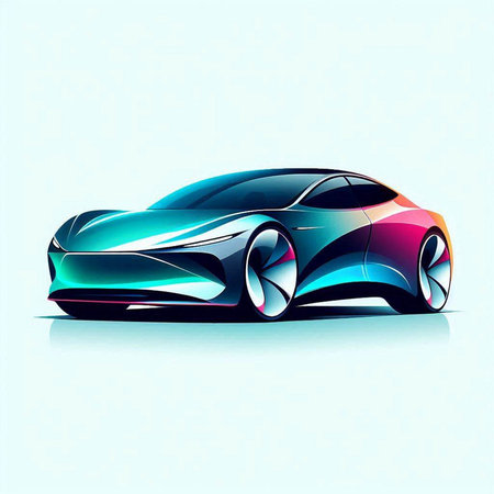abstract futuristic sport car on a blue background, vector illustration.