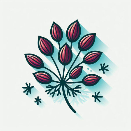 Flower icon with long shadow. Vector illustration. Flat design.
