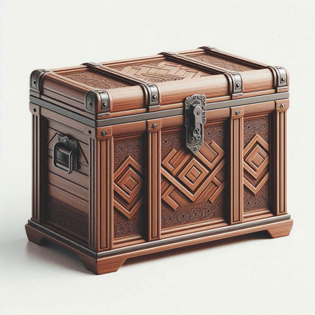 Wooden chest isolated on a white background. 3d illustration.