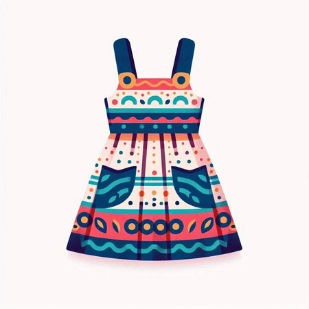 Dress with ethnic ornament. Vector illustration in a flat style.