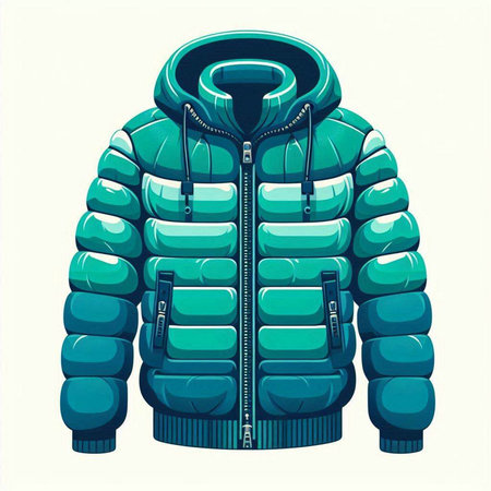 Winter jacket isolated on white background. Vector illustration in retro style.