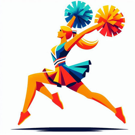 Cheerleader with pompoms. Vector illustration of a cheerleader.