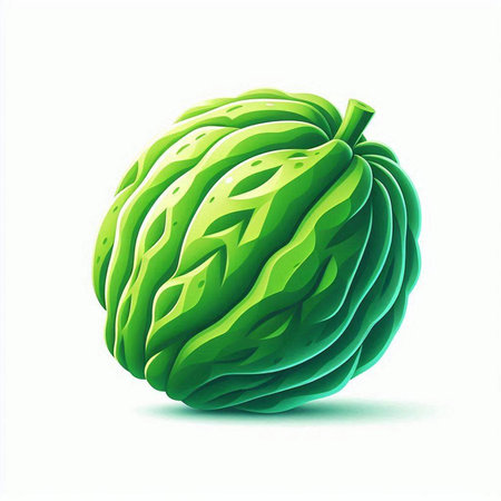 Illustration of a fresh watermelon isolated on a white background.