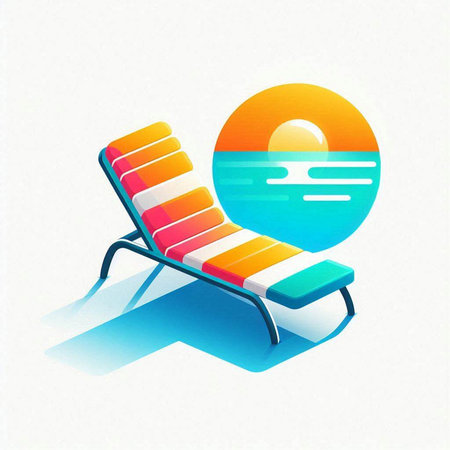 Sun lounger on the beach. Illustration in vector format