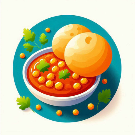 Bowl of red lentil soup with dumplings. Vector illustration.