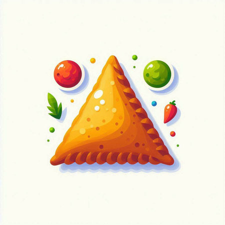Illustration of a vector cartoon style traditional indian samosa.