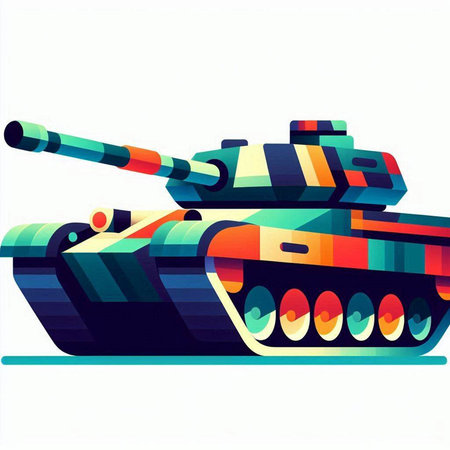 Tank illustration with colorful background, vector illustration, eps 10.
