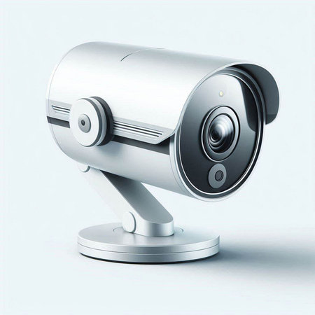 3d rendering of a security camera on a white background with shadow
