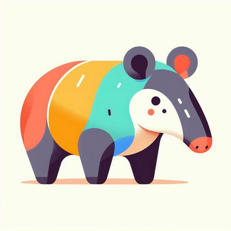 Illustration of a cute cartoon hippopotamus. Vector illustration.のイラスト素材