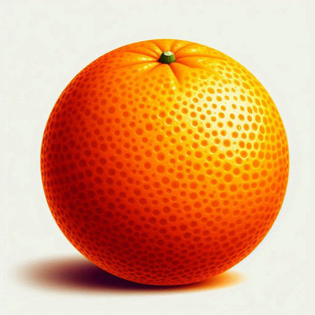Ripe orange isolated on white background. 3d illustration. Vintage style.のイラスト素材