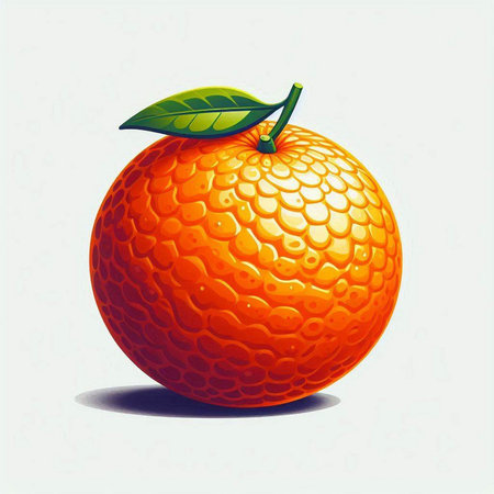Illustration of a ripe tangerine on a white background.