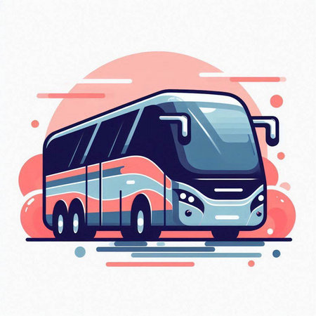 Bus vector illustration. Vector illustration of a bus on colorful background.