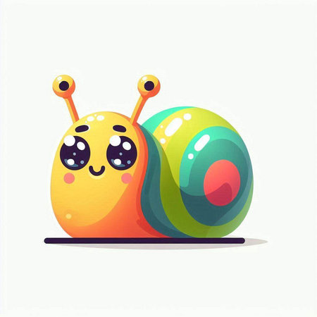 Cute cartoon snail. Vector illustration isolated on a white background.のイラスト素材