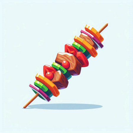 Shish kebab on a skewer. Vector illustration.のイラスト素材