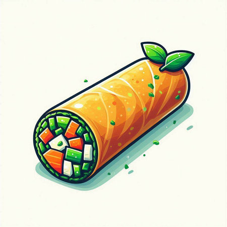 Illustration of a spring rolls on a white background. Vector illustrationのイラスト素材