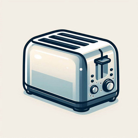 vector illustration of a toaster in cartoon style on light background.