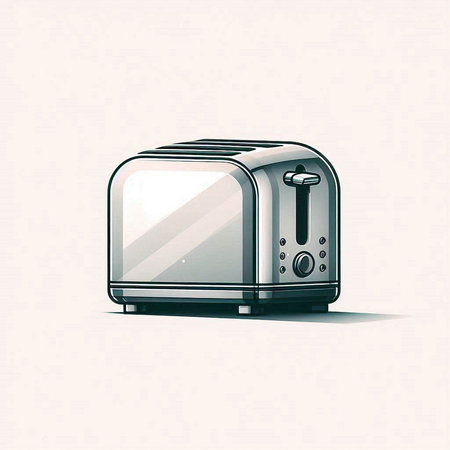 Vector illustration of a toaster on a white background with shadow.
