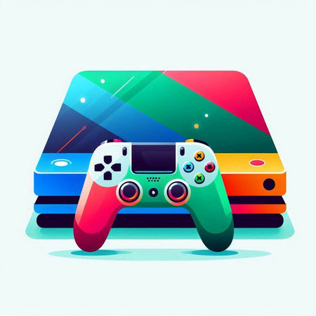 Gamepad on colorful abstract background. Vector illustration. Eps 10.