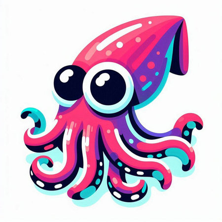Cute cartoon octopus. Vector illustration isolated on white background.