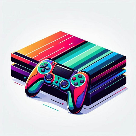 video game controller on colorful background, vector illustration, eps10