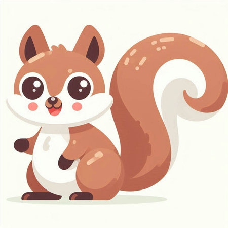 Cute squirrel cartoon vector illustration. Cute animal character in flat style.のイラスト素材