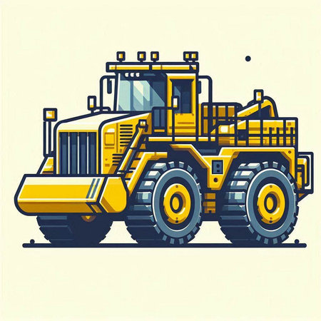 Vector illustration of a yellow bulldozer isolated on a white background.