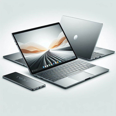 Laptop and smartphone on a white background. 3d rendering.