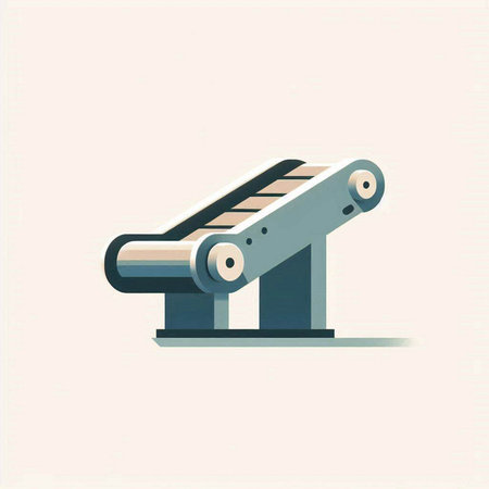 Illustration of a conveyor belt in flat style. Vector illustration.のイラスト素材
