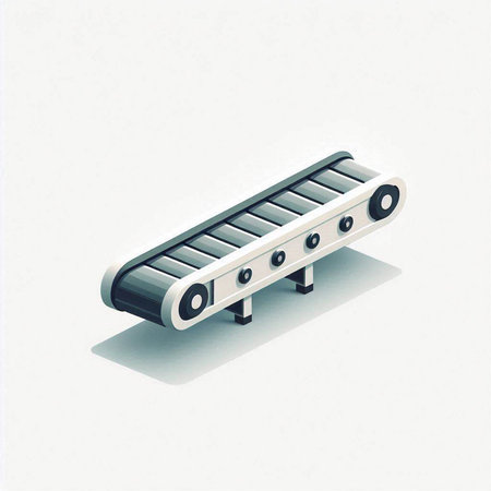 3d isometric conveyor belt isolated on a white background.のイラスト素材