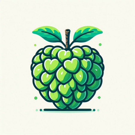 Custard apple icon. Vector illustration of green custard apple.のイラスト素材