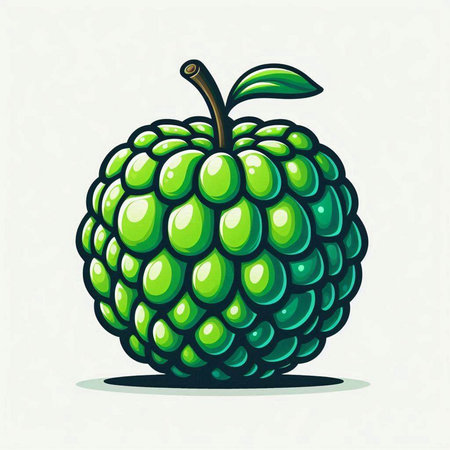 Custard apple vector illustration isolated on white background. Fresh fruit symbol.のイラスト素材