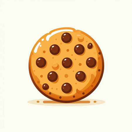 Chocolate chip cookie isolated on white background. Vector illustration in cartoon style.のイラスト素材