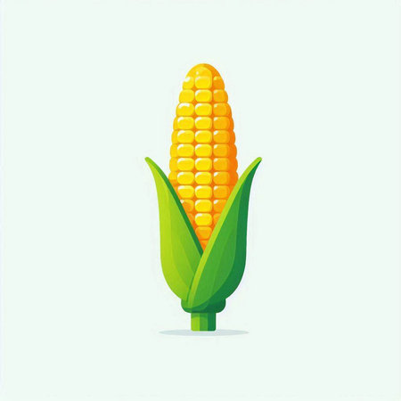 Corn on the cob. Vector illustration isolated on a white background.