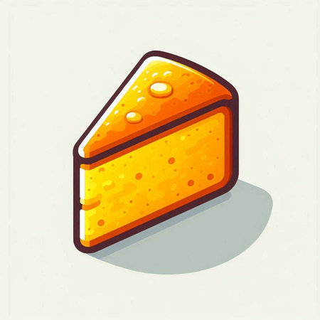 Cheese slice icon. Vector illustration of a piece of cheese.のイラスト素材