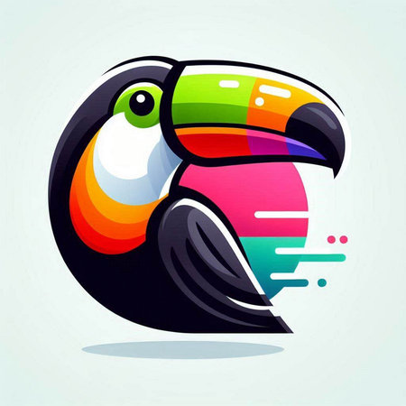 Colorful toucan logo design. Vector illustration of toucan logo.のイラスト素材