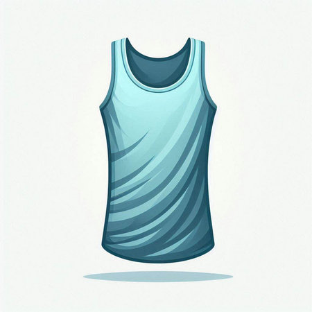 Illustration of a blue sleeveless t-shirt on a white background